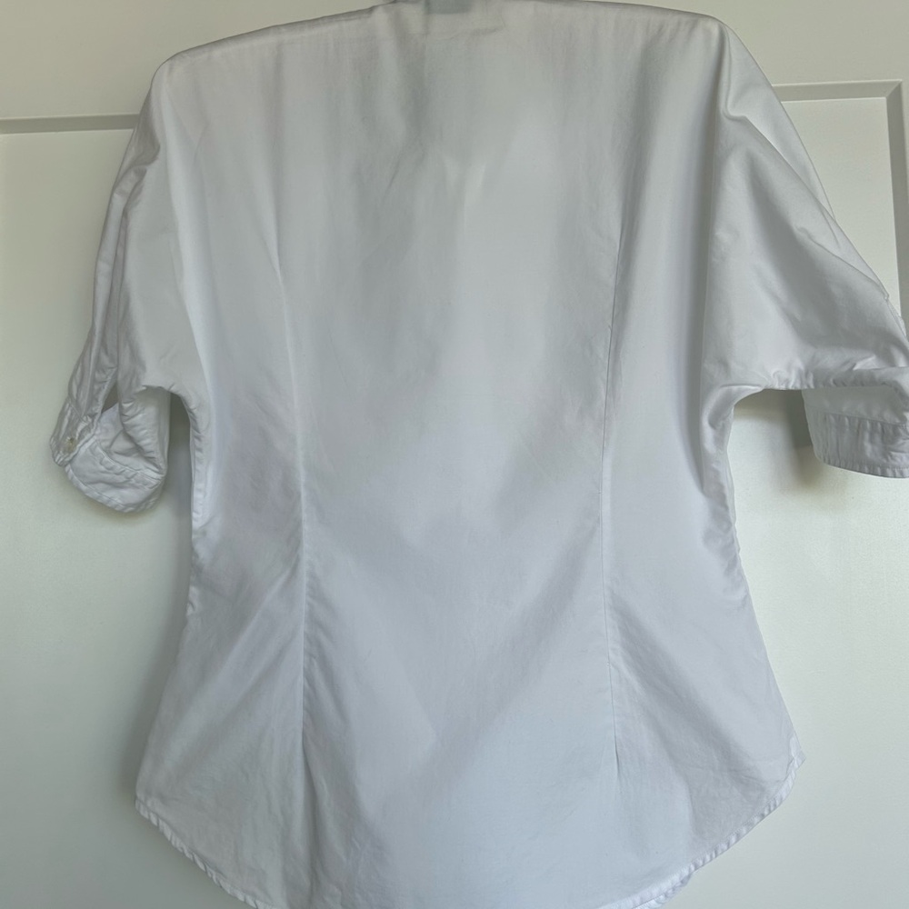 Ralph Lauren Blue Label White Bow Tie Short Sleeve Blouse - Picture 4 of 11